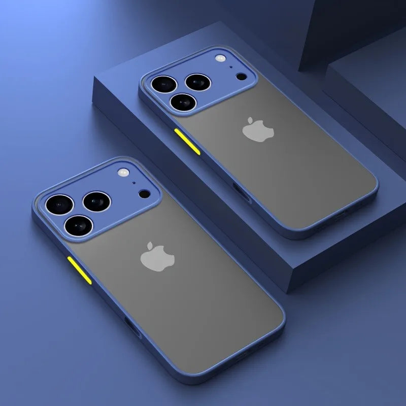 Translucent Armor Phone Case For iPhone 17 16 14 13 15 Pro Max Hard PC Cases For iPhone17 15 Pro Max Shockproof Matte Back Cover