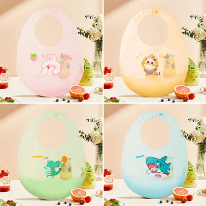 Cute Cartoon Animal Baby Bibs Soft Silicone Waterproof Boy Girl Feeding Burp Cloths 0-6 Years Kids Saliva Towel