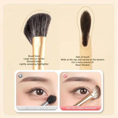 Highlight Powder Makeup Brushes Cosmetics Tools Beauty Angled Flat Head Nose Contouring Brush Multi-use Half Fan-shaped