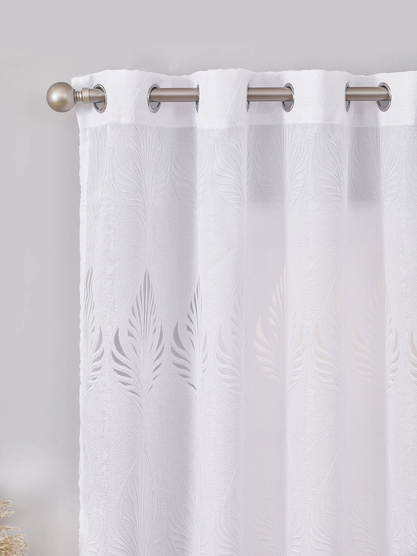 White GREY Embroidered European Style Thickened High-end Curtains for Bedroom Transparent Tulle for Living Room,Grommet Top,