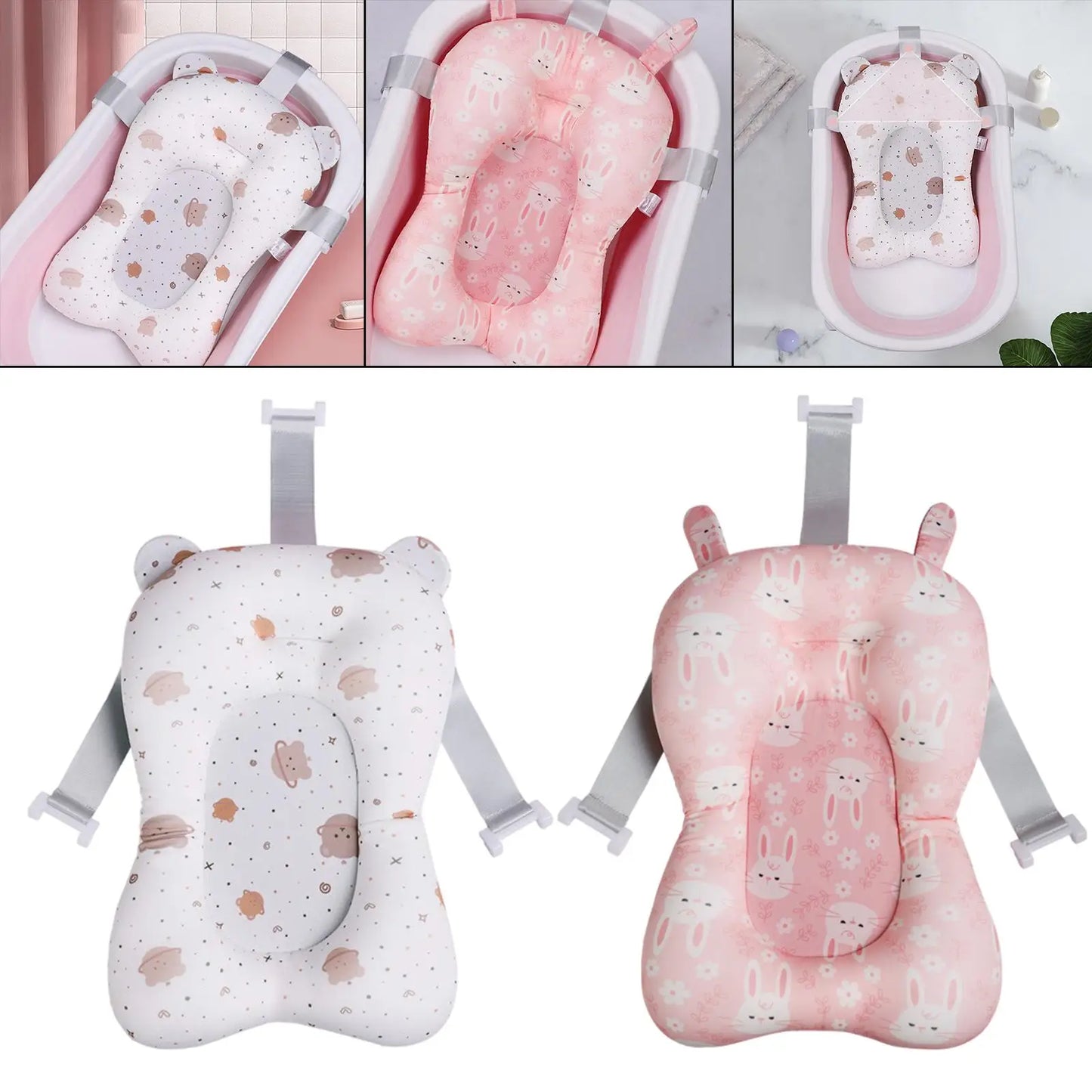 Baby Bath Seat Support Mat Protection Non Slip Adjustable 0-6 Months Baby