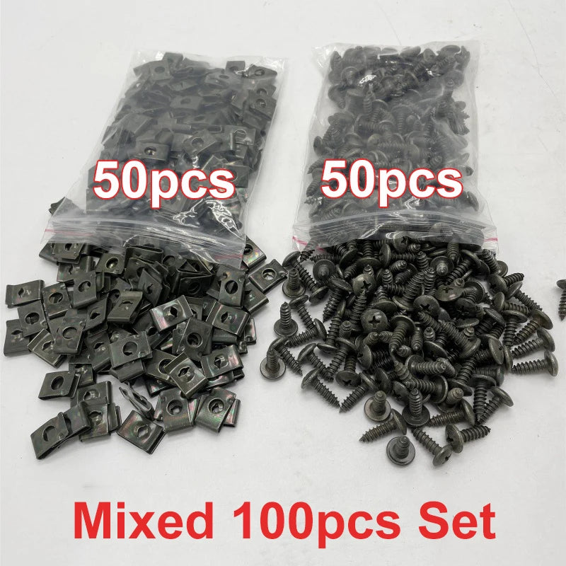 Self Tapping Screws Metal Fastener Clip for Car Motorcycle U-Type Clip with Screw Anti-rust Protection Clip Screw Iron Sheet Kit