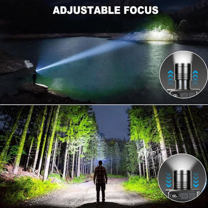 LED Rechargeable Headlights, Adjustable Zoom, Waterproof Headlights, Front Headlights, Ultra Bright Headlights for Camping