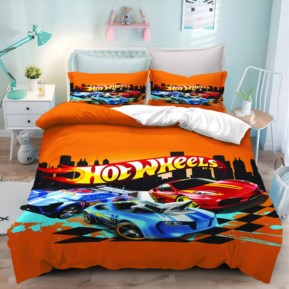 Cartoon Duvet Cover Hot-wheel Home Pillowcase Set Adult Bedroom Children Comforter Bedding
