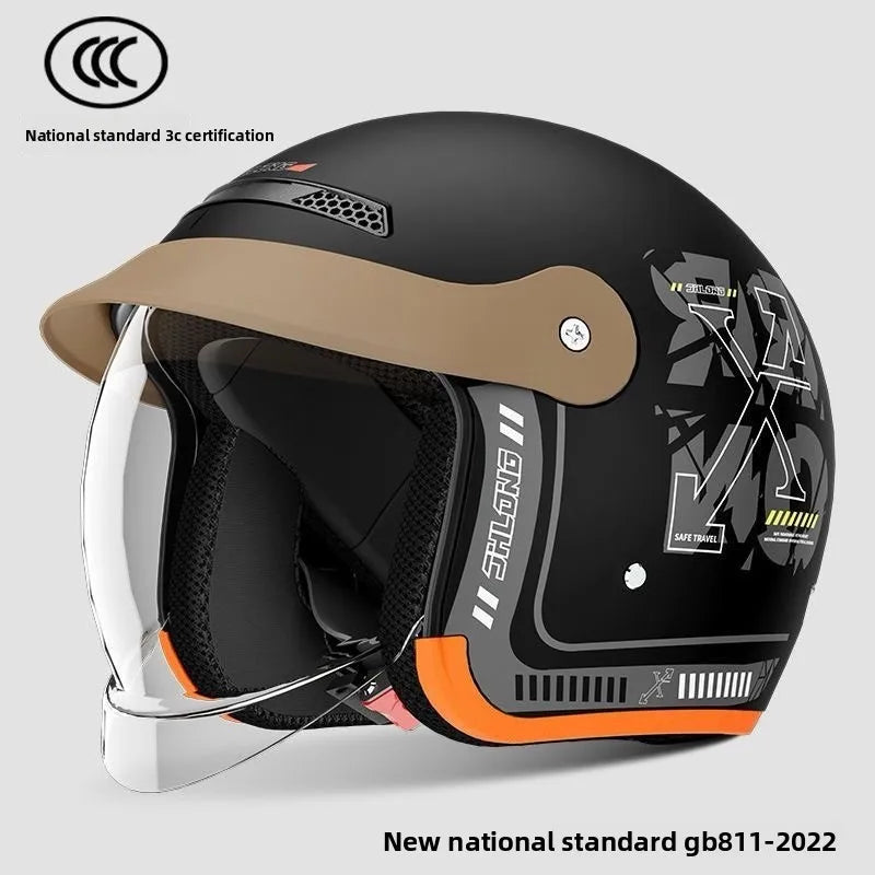 Electric Vehicle Motorcycle Warm Half Helmet, Certified Windproof, Unisex Four-season Safety Helmet