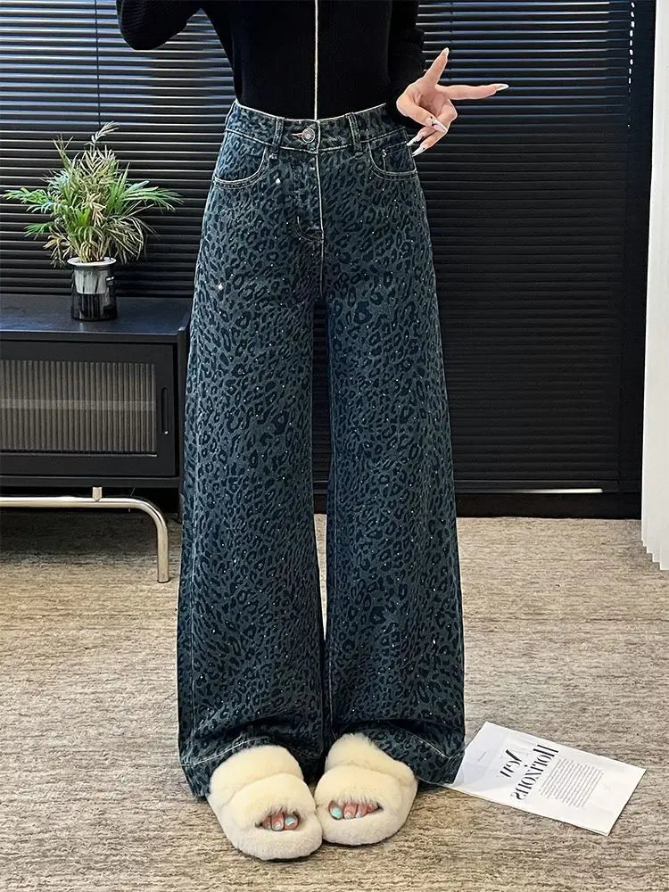 High Waist Wide Leg Jeans Women's Loose Straight Cut Waed Denim Spring New Faion Versatile Casual High Waist Long Pants