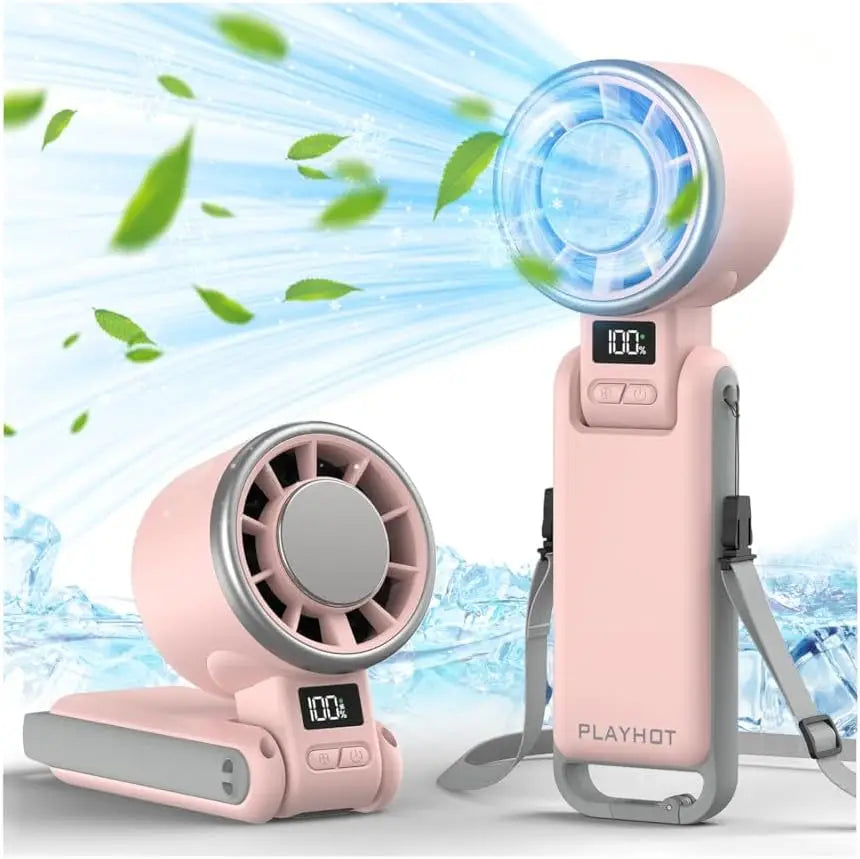 Portable Fan: 60°F Ice Cooling, Up to 12Hrs Runtime, 25550RPM Powerful Motor, 5 Speeds, Hand/Neck/Desk 3-in-1, Rechargeable