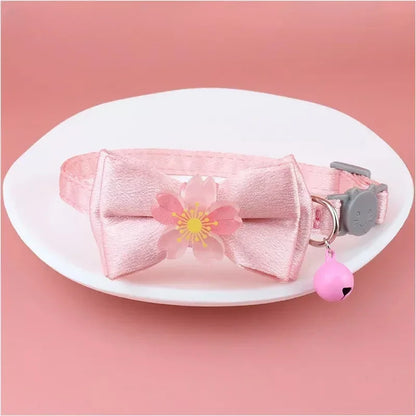 Pet Collar Pink Lace Bow Hanging Bead Cat Collar with Bell Pet Dog Kitten  Accessories Fof Small Dogs Pet Products