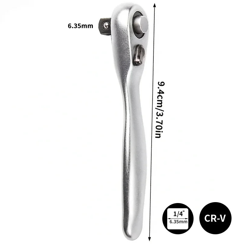 Ratchet Wrench - 1/4 Drive Ratchet Handle with 72 Teeth Quick Release, Screwdriver Bits Hand Tool for Auto Motorcycle Repair