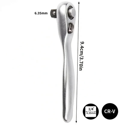 Ratchet Wrench - 1/4 Drive Ratchet Handle with 72 Teeth Quick Release, Screwdriver Bits Hand Tool for Auto Motorcycle Repair