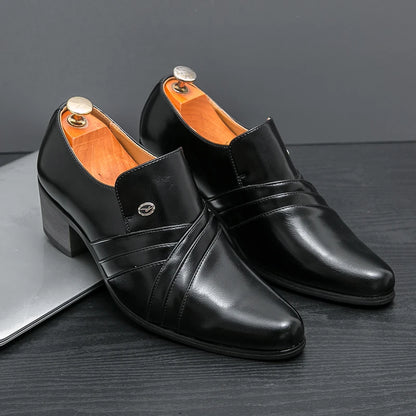 Men Formal Oxford Shoes Casual Business Office Party Loafers Men's High Heels Shoes Classic Men Shoes PU Leather Dress Shoes