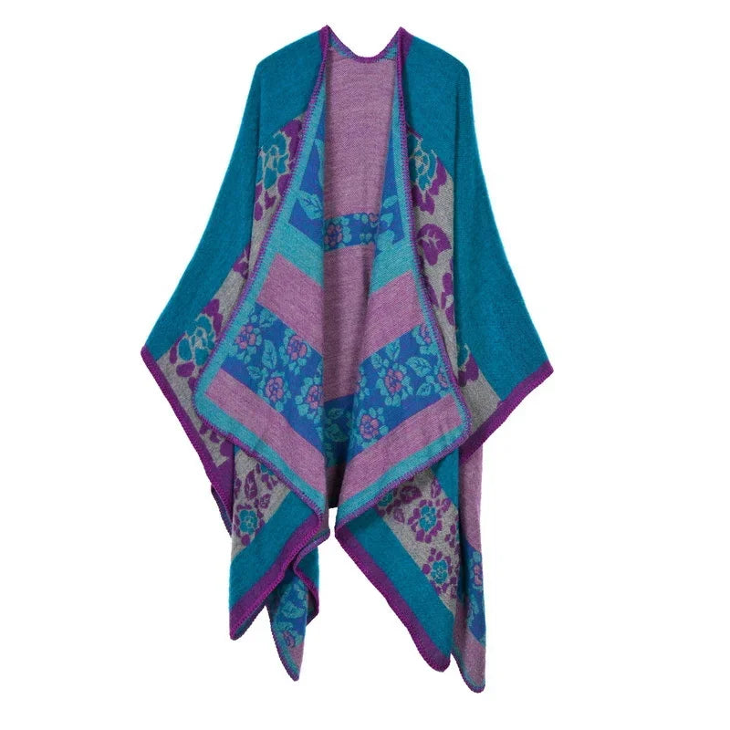 Winter Fashion Poncho Women Capes Scarf Imitation Cashmere Ladies Scarves Warm Shawls Wraps Woman Ponchos Bufanda Mujer Foulard