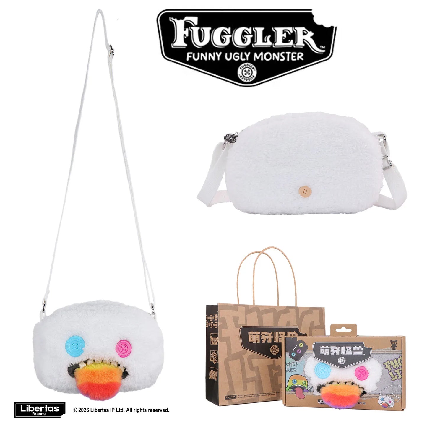 Fugglers Ugly Teeth Monster Bag Crossbody Cute Plush Wallet Plush Bag Fuggs Crossbody Bag with Shoulder Strap Animal Plushies