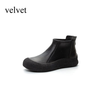 Women's Boots Autumn Winter New Flat-bottomed Round Head Casual Retro Soft-soled Soft-faced Ankle Boots Women's Large-size41-43