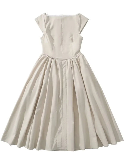 ONEBLING Elegant Women Party Dress 2025 Summer Sleeveless Backless Slim Midi Long Dress A Line Folds Swing Prom Dress Y2K