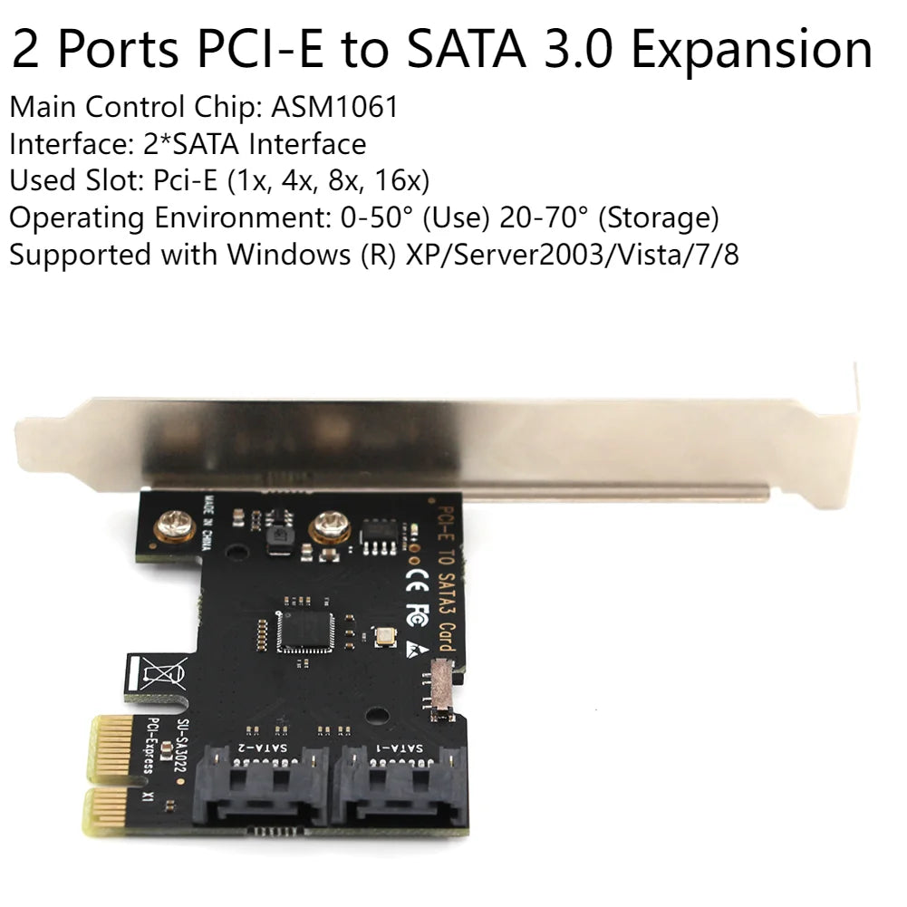 2/4/16 Ports SATA III PCIe Expansion Card 6Gbps SATA 3.0 to PCI-e 1X 4X 8X 16X PCI Express Adapter Card Support Win8 Win10 Linux
