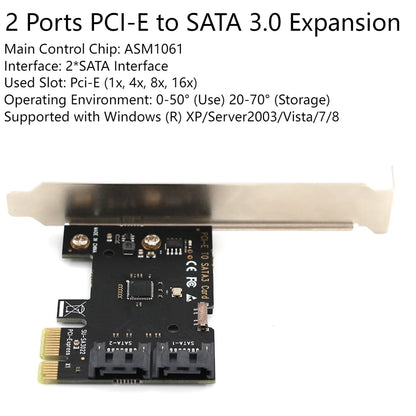 2/4/16 Ports SATA III PCIe Expansion Card 6Gbps SATA 3.0 to PCI-e 1X 4X 8X 16X PCI Express Adapter Card Support Win8 Win10 Linux