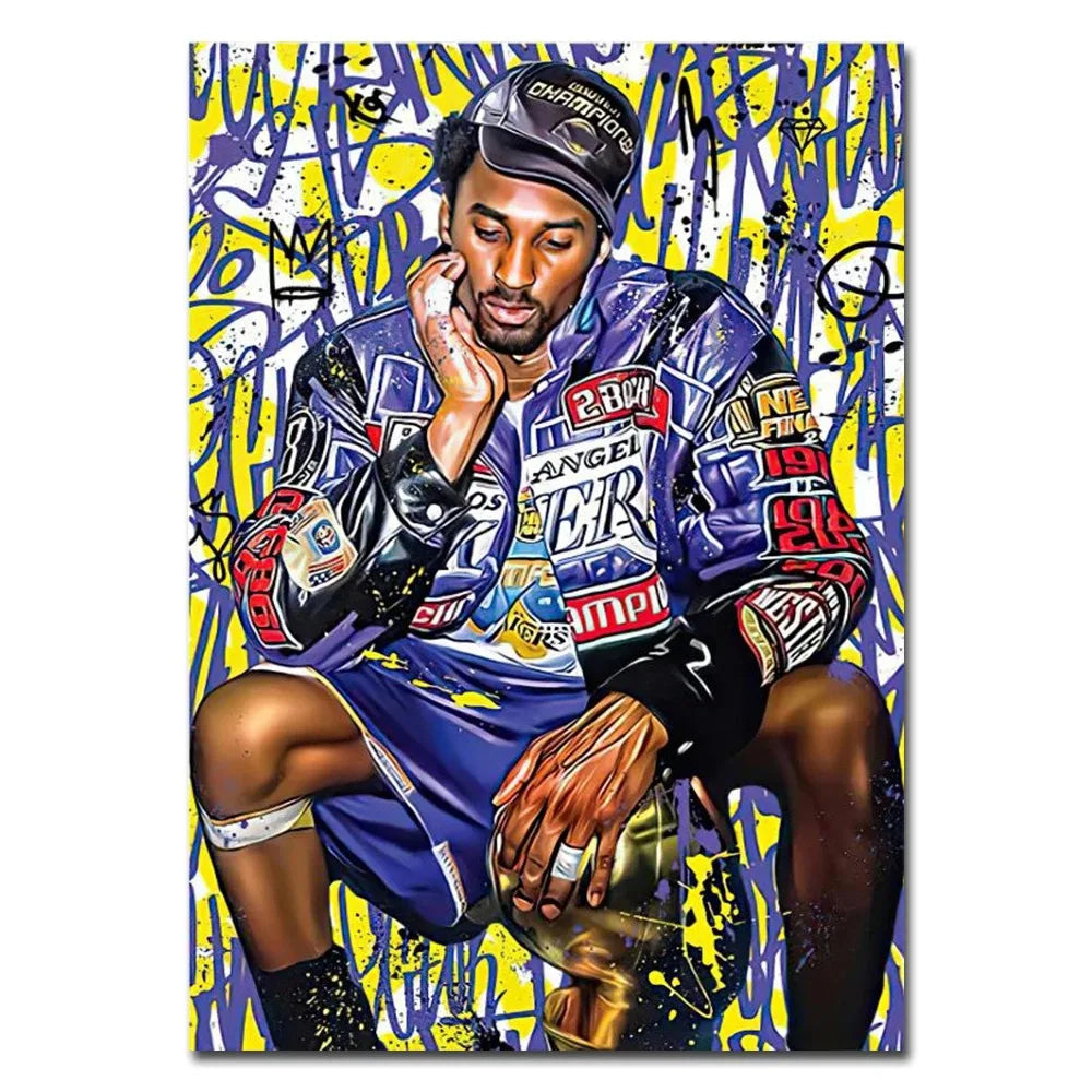 Famous Basketball Stars Wall Art Poster Abstract Graffiti Mural Modern Home Decor Canvas Painting Room Decorate Prints Pictures