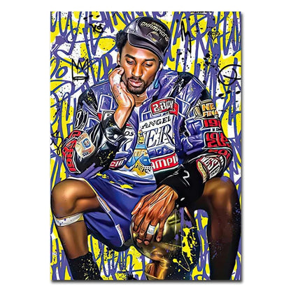 Famous Basketball Stars Wall Art Poster Abstract Graffiti Mural Modern Home Decor Canvas Painting Room Decorate Prints Pictures