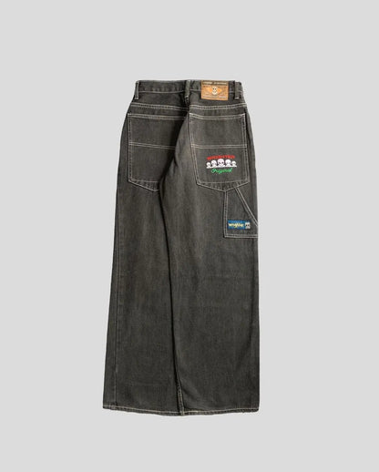 Wexwear Jeans New Y2K Harajuku Hip Hop Letter Embroidered Retro Baggy Jeans Denim Pants Men Women Goth High Waist Wide Trousers