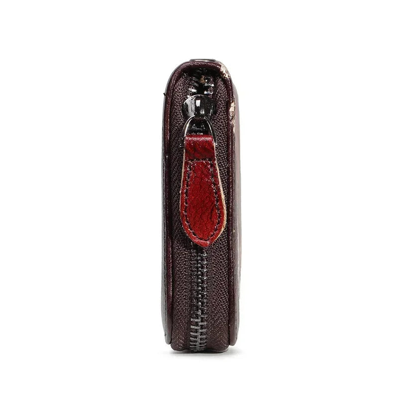 Genuine Leather Women Wallet  Coin Purse Female Purse Flower Printed Long Clutch Bags  Womens Wallets And Purses  Carteira
