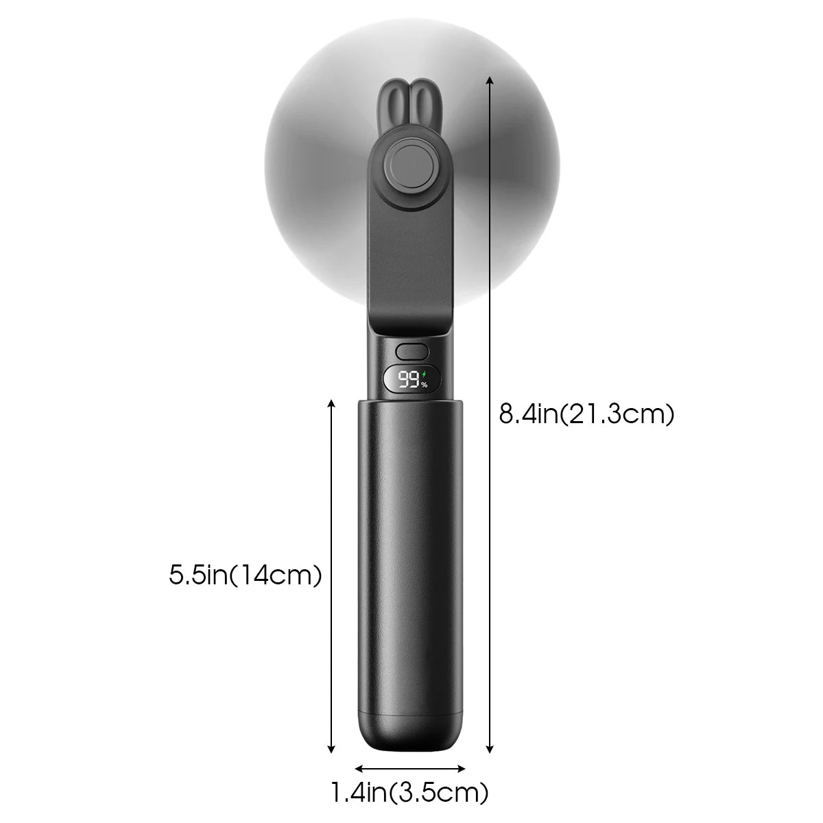 Portable Fan Mini Cute Handheld Fan LED Display USB 2000mAh Recharge Hand Held Small Pocket Fan with Power Bank Feature