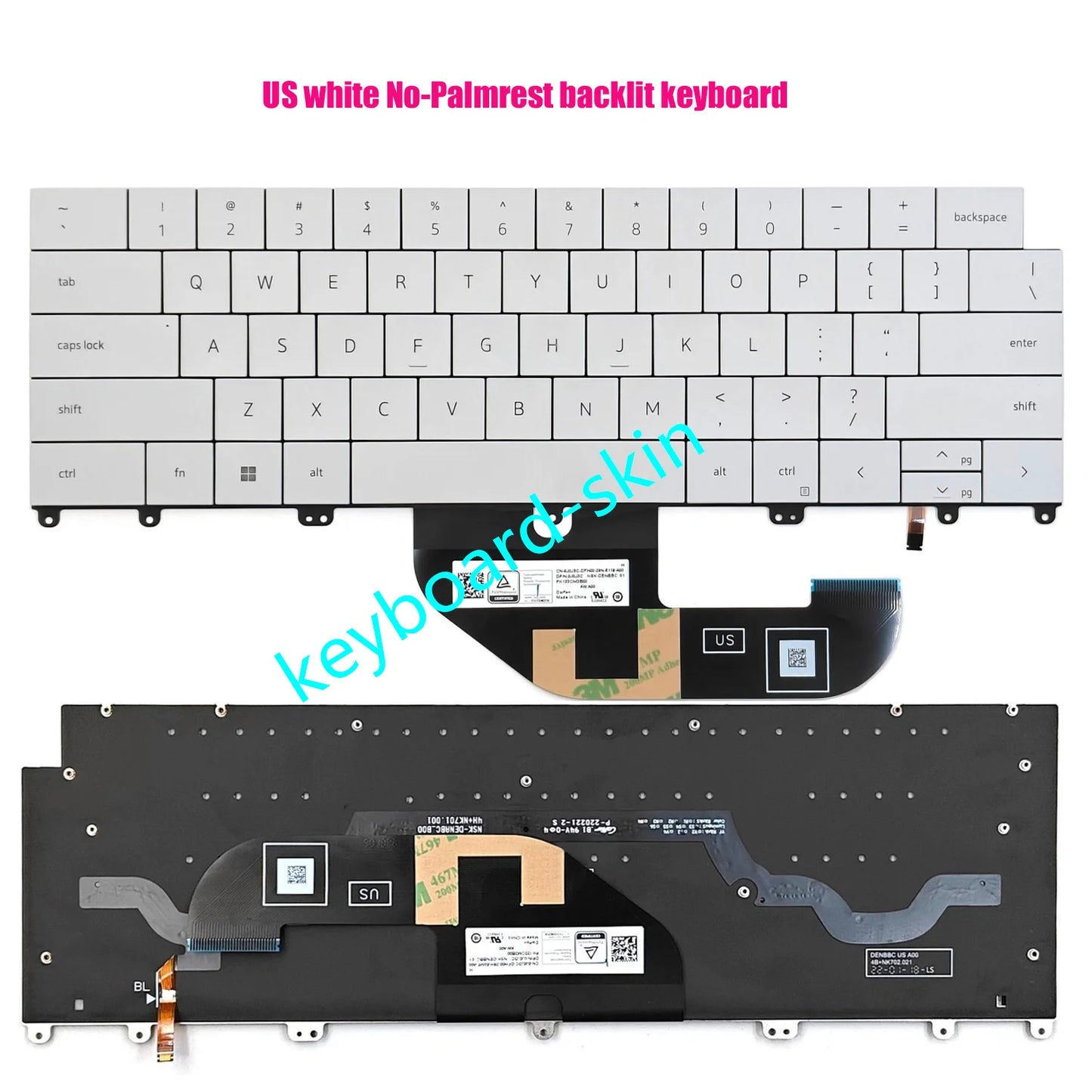 New US white /black backlit Keyboard For Dell XPS 13 9345 P189G,XPS 13 9320 9340 9350 P151G (2024-2025 Year) laptop