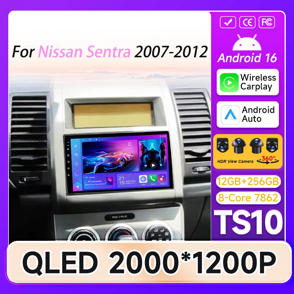 Carplay For Nissan Sentra 2007-2012 GPS Navigation Display Car Radio 5G Wifi Automotive Multimedia Car Intelligent Systems DVD