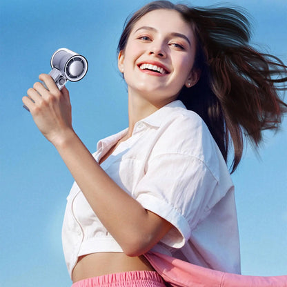 Portable handheld transparent mini fan with cooling function, adjustable wind speed 1-100, mini rechargeable personal fan