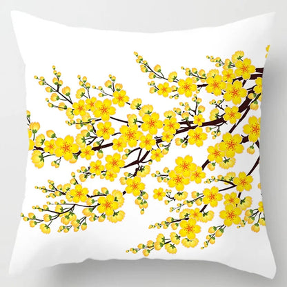Modern Simple Yellow Flower Pillowcase Home Sofa  Lumbar   Cushion  Pillow