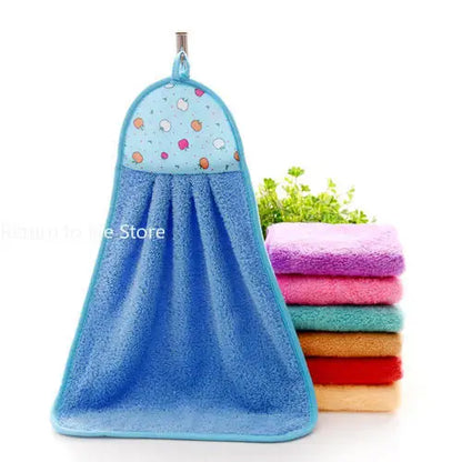 Hand Towel Coral Velvet Bathroom Supplies Soft Absorbent Cloth Dishcloths Hanging Cloth Kitchen Accessories