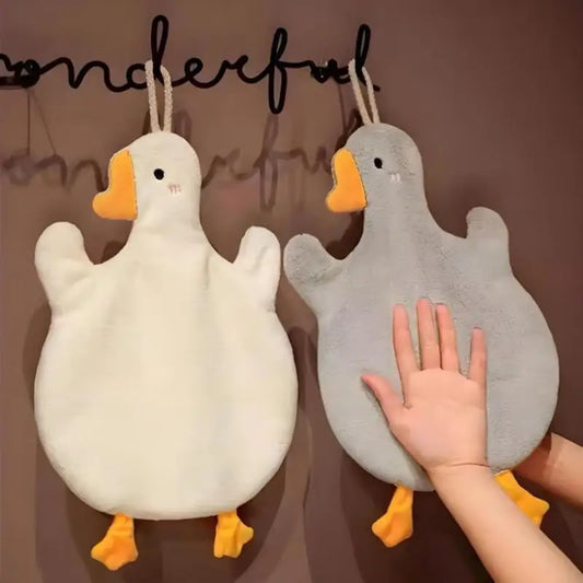 1PC Cartoon Goose Hand Towel - Water Absorbing Hanging Kitchen & Bathroom Towel for Home Essentials