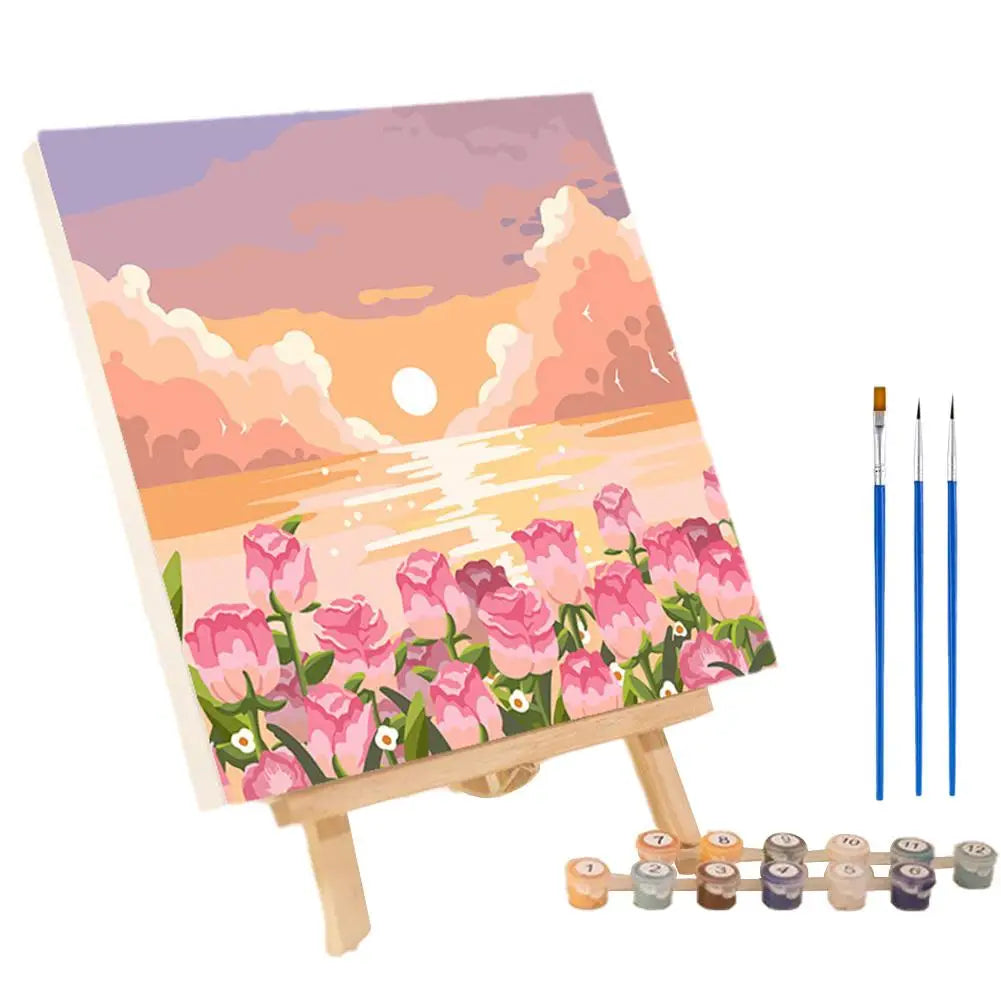 Frame Painting By Numbers Kit Abstract Sunset Landscape Modern Drawing Coloring DIY Painting By Numbers Acrylic Paint Home Decor