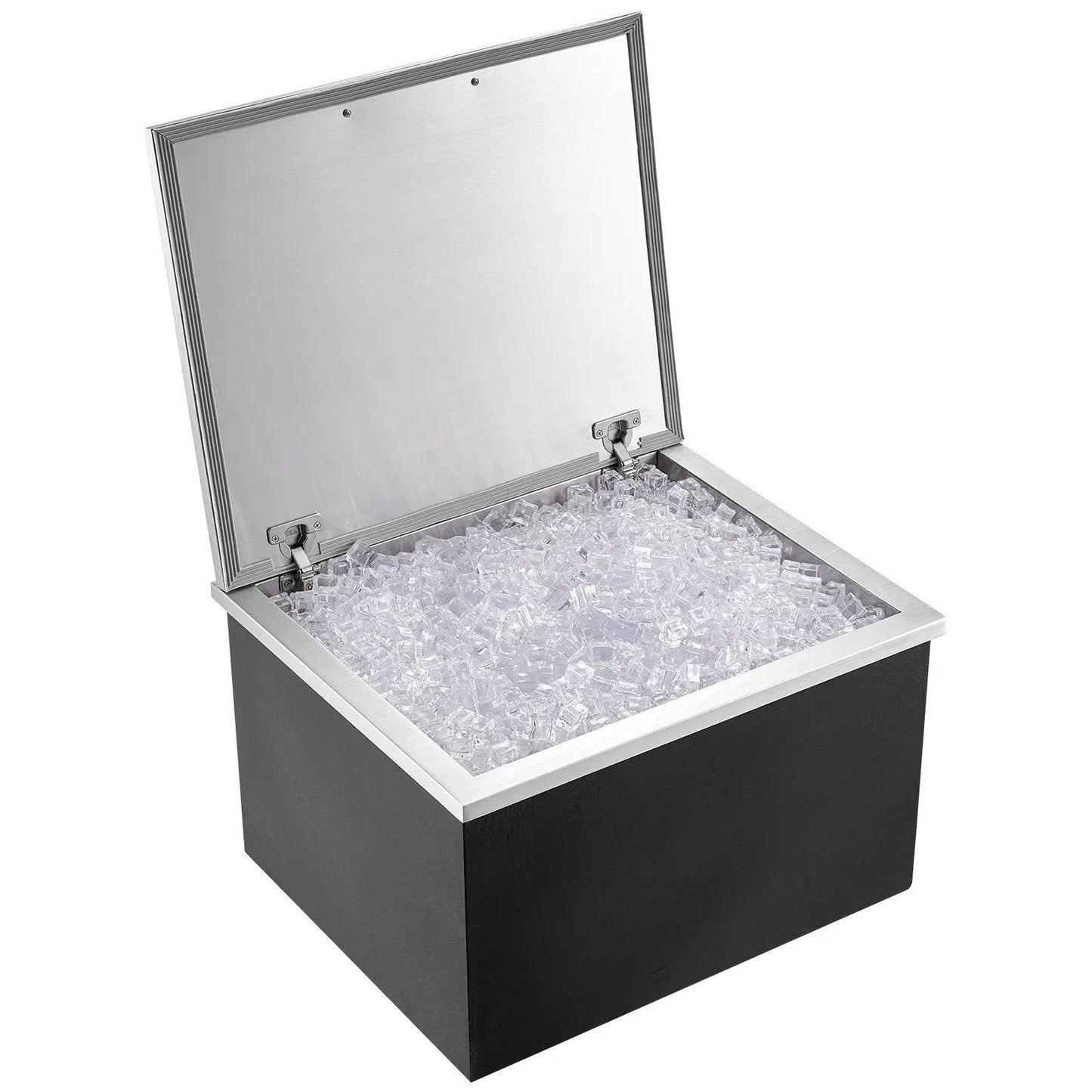 Drop in Ice Chest, 28"L x 16"W x 17"H Stainless Steel Ice Cooler, Commercial Ice Bin with Hinged Cover, 40 qt Outdoor Kitchen Ic