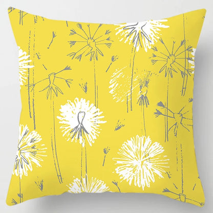 Modern Simple Yellow Flower Pillowcase Home Sofa  Lumbar   Cushion  Pillow