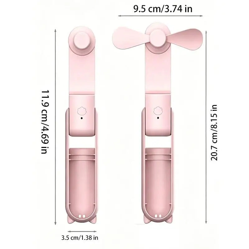 Portable Fan 2000mAh USB Rechargeable 3 Speed Mini Handheld Foldable Fan Hand Held Small Pocket Travel Fan with Handy Power Bank