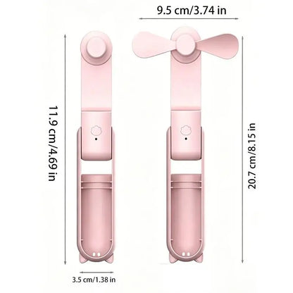 Portable Fan 2000mAh USB Rechargeable 3 Speed Mini Handheld Foldable Fan Hand Held Small Pocket Travel Fan with Handy Power Bank
