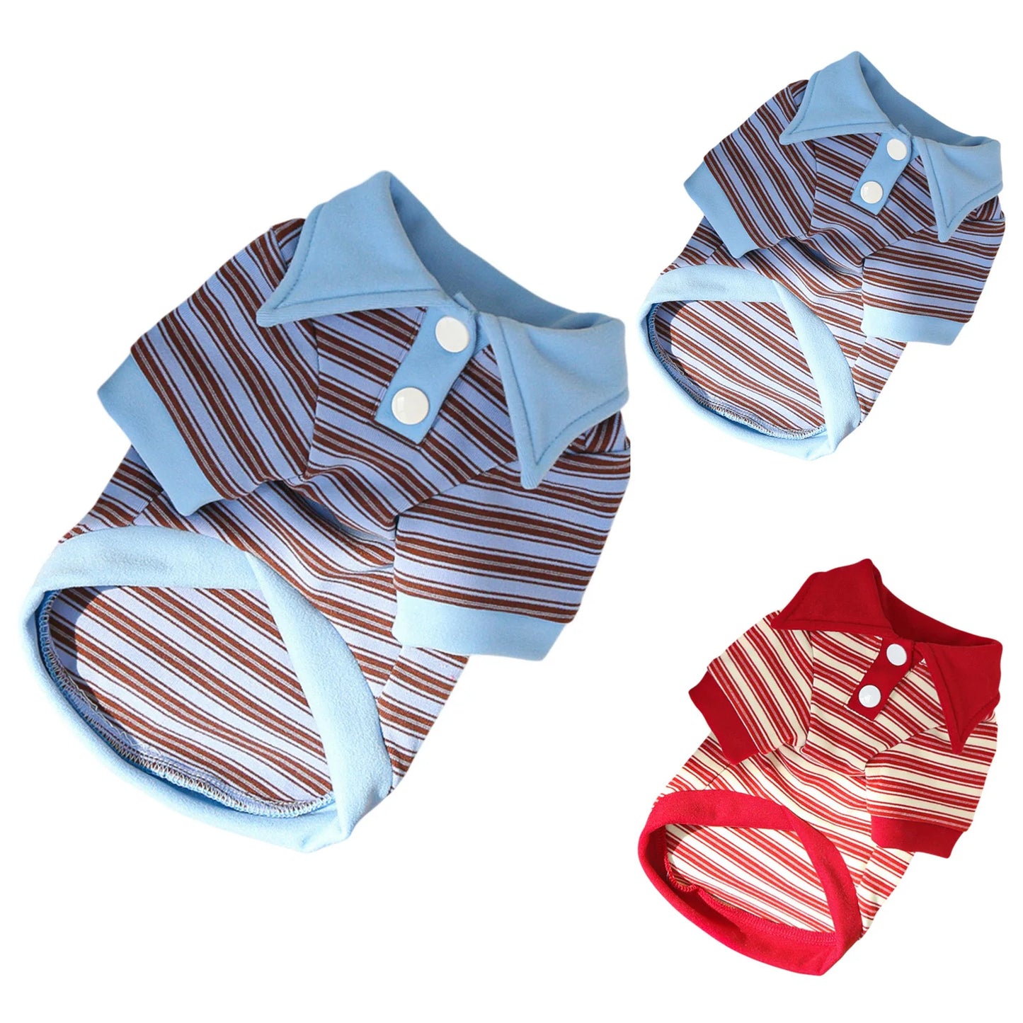 New Striped Pet Clothing Classic All-Match Base Layer Daily Outgoing Walking Travel Matching Four-Legged Polo Shirt for Cats Dog