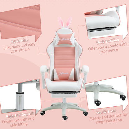 Vinsetto Pu Leather Swivel Gaming Chair with Adjustable Height 65X63X136-142Cm