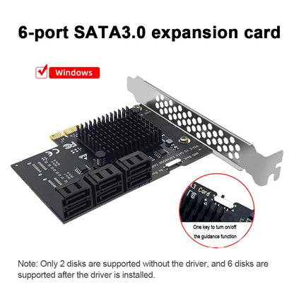 2/4/16 Ports SATA III PCIe Expansion Card 6Gbps SATA 3.0 to PCI-e 1X 4X 8X 16X PCI Express Adapter Card Support Win8 Win10 Linux