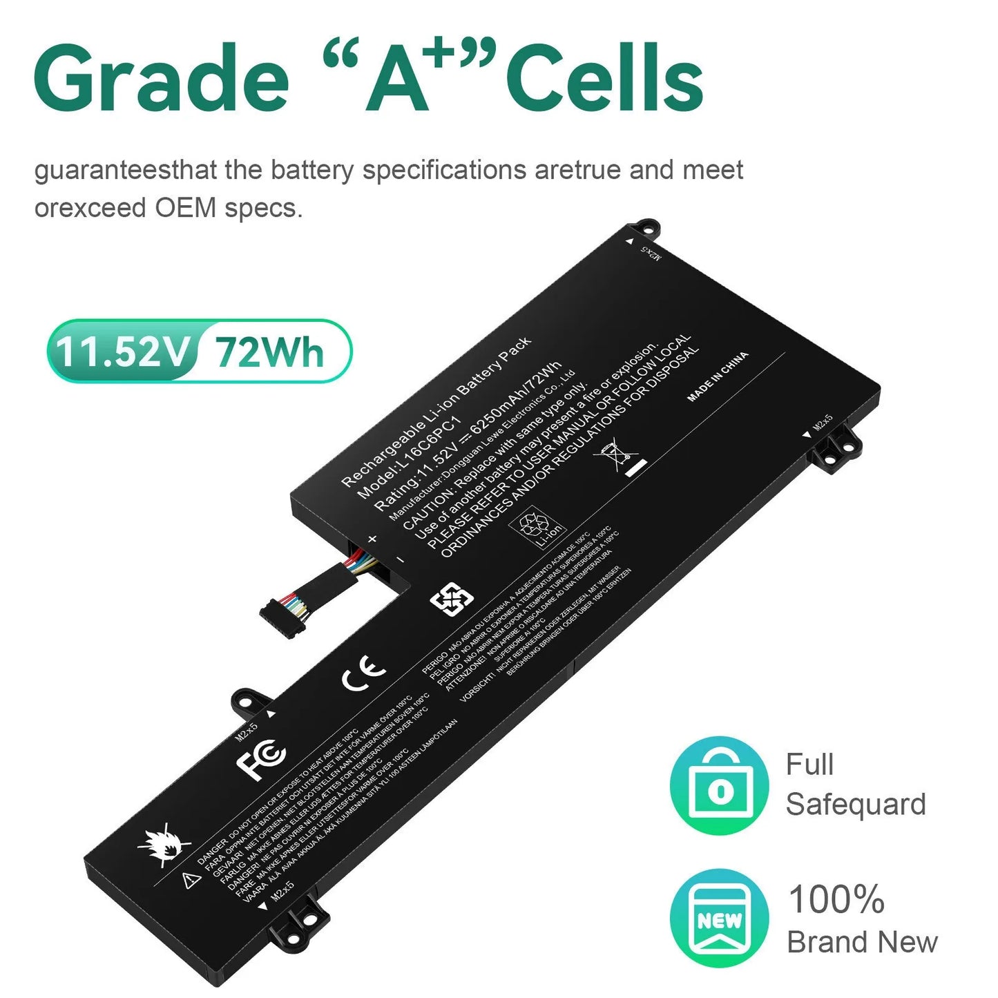 New OEM Battery For Lenovo Yoga 720-15IKB 80X7 Series Laptop Battery L16M6PC1 L16L6PC1 L16C6PC1 11.52V 72Wh 6268mAh