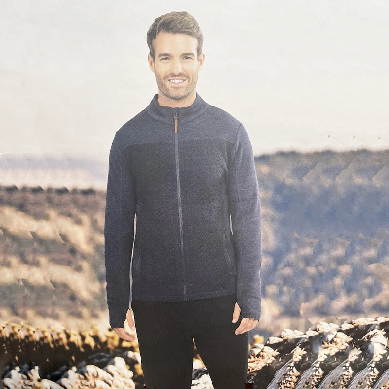 Australian Merino Wool Men's Jacket 300g Heavyweight Merino Wool Full Zip Sweatshirt Mens Long Sleeve Thermal Jackets Euro Size