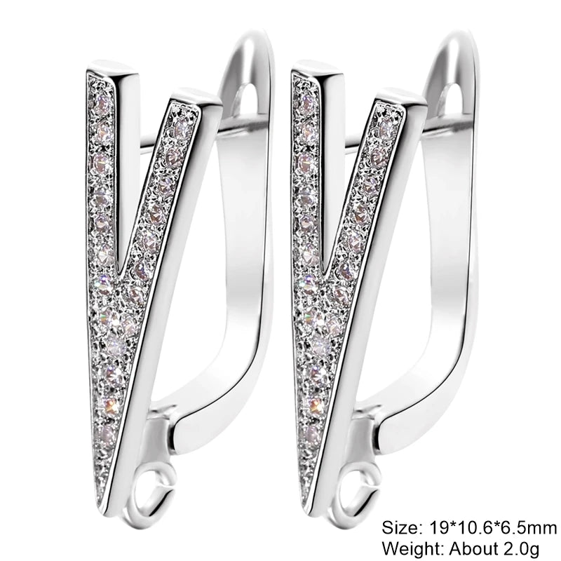 Juya 18K Gold Silver Plated Fastener Bales Fixture Earring Hook Locks For DIY Women Fashion Crystal Agate Charms Earrings Making