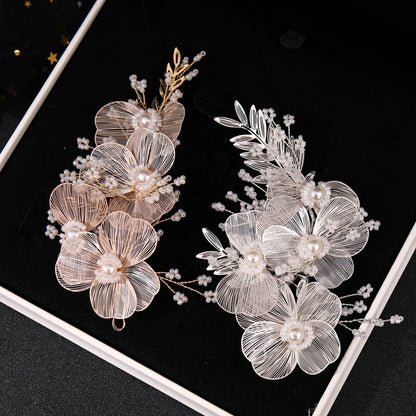 Bridal Wedding Headband Flower Pearl Hairpin Hair Accessories for Women Hair Jewelry Party Bride Headpiece Bridesmaid Gift