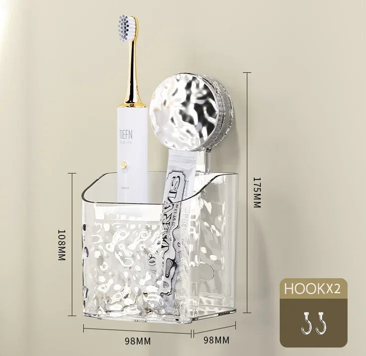 Shower Caddy Suction Cup Storage Rack Clear Acrylic Shower Shelves Glacier Water Ripples Corner Shelf For Bathroom Accessories