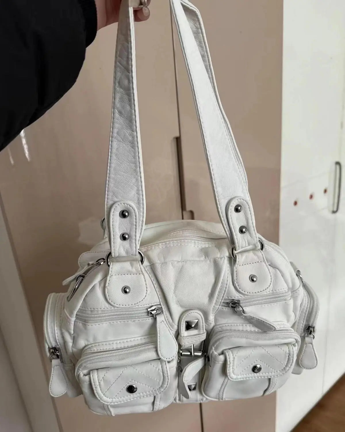 JIAERDI Hot Girls White Y2k Shoulder Bags Women Vintage Subculture Leather Casual Handbag Female Harajuku Underarm Bag Purse New