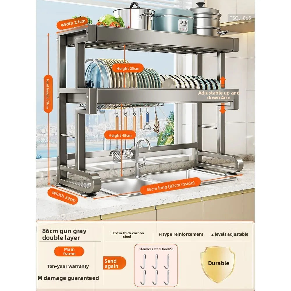 Dish Storage Rack Kitchen Sink Shelf Dish Drain Rack Sink Dish Shelf