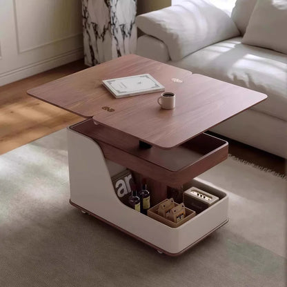 Coffee table liftable rock slab side table living room sofa side cabinet movable cart multi-function movable lifting coffee tabl