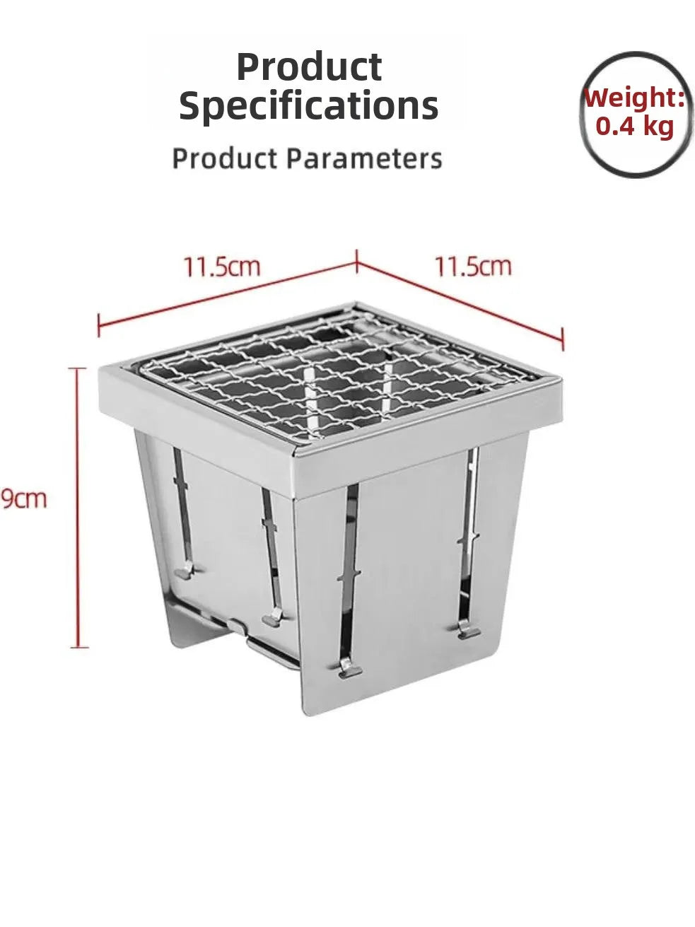 Portable Folding Stainless Steel Pocket Stove Indoor Outdoor Camping Travel BBQ Grill Tea Cooking Lightweight Compact Design