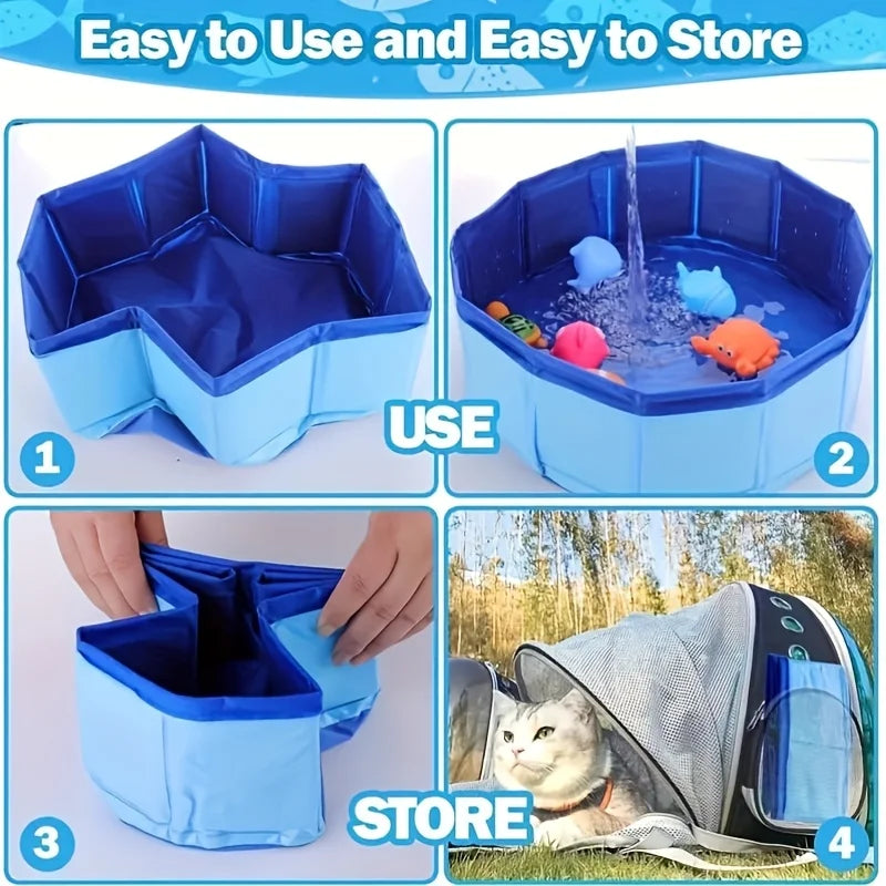 Pet Play Pool, Blue, Outdoor Leisure and Entertainment Pet Toys, Cat and Dog Water Pool, Cat Training Props